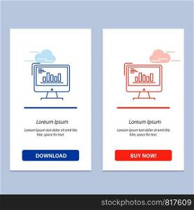 Chart, Analytics, Business, Computer, Diagram, Marketing, Trends Blue and Red Download and Buy Now web Widget Card Template