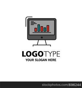 Chart, Analytics, Business, Computer, Diagram, Marketing, Trends Business Logo Template. Flat Color
