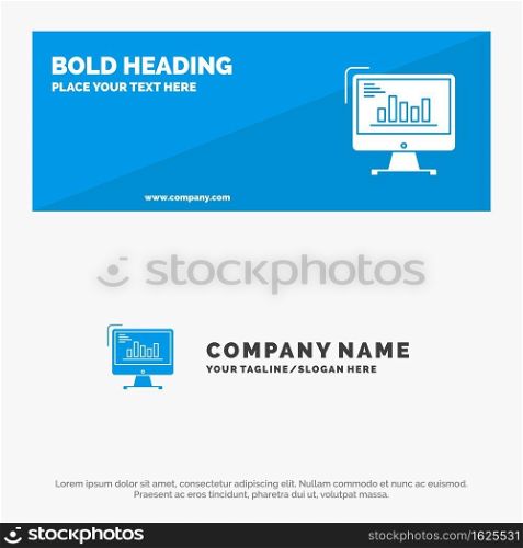 Chart, Analytics, Business, Computer, Diagram, Marketing, Trends SOlid Icon Website Banner and Business Logo Template