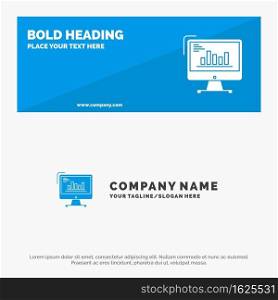 Chart, Analytics, Business, Computer, Diagram, Marketing, Trends SOlid Icon Website Banner and Business Logo Template