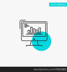 Chart, Analytics, Business, Computer, Diagram, Marketing, Trends turquoise highlight circle point Vector icon