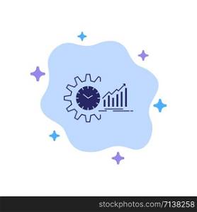 Chart, Analytics, Graphs, Market, Schedule, Time, Trends Blue Icon on Abstract Cloud Background