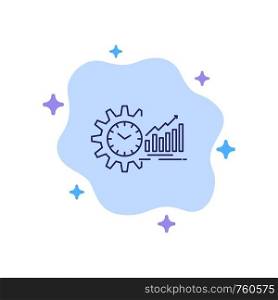 Chart, Analytics, Graphs, Market, Schedule, Time, Trends Blue Icon on Abstract Cloud Background