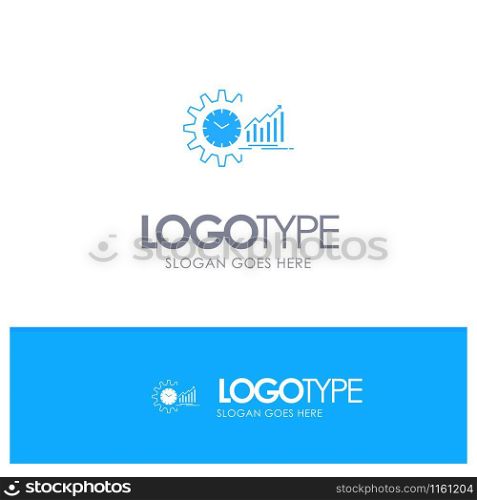 Chart, Analytics, Graphs, Market, Schedule, Time, Trends Blue Solid Logo with place for tagline