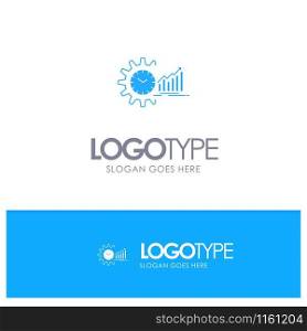 Chart, Analytics, Graphs, Market, Schedule, Time, Trends Blue Solid Logo with place for tagline