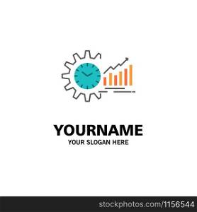 Chart, Analytics, Graphs, Market, Schedule, Time, Trends Business Logo Template. Flat Color