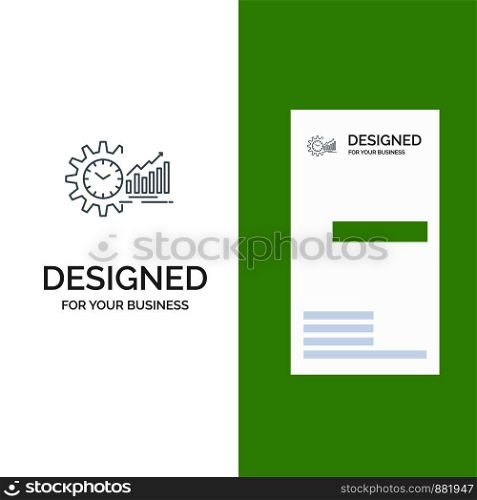 Chart, Analytics, Graphs, Market, Schedule, Time, Trends Grey Logo Design and Business Card Template