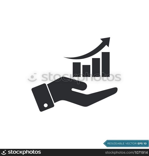 Chart Bar Finance and Hand Icon Vector Template Flat Design
