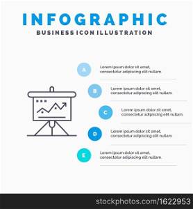 Chart, Business, Challenge, Marketing, Solution, Success, Tactics Line icon with 5 steps presentation infographics Background