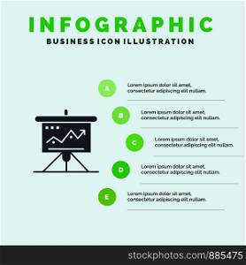 Chart, Business, Challenge, Marketing, Solution, Success, Tactics Solid Icon Infographics 5 Steps Presentation Background