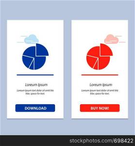 Chart, Business, Diagram, Finance, Graph, Pie, Statistics Blue and Red Download and Buy Now web Widget Card Template