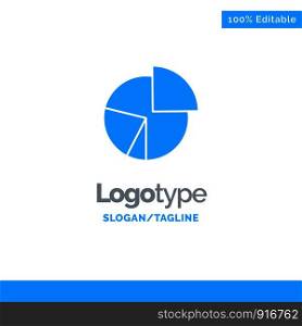 Chart, Business, Diagram, Finance, Graph, Pie, Statistics Blue Solid Logo Template. Place for Tagline