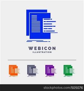 chart, data, graph, reports, valuation 5 Color Glyph Web Icon Template isolated on white. Vector illustration. Vector EPS10 Abstract Template background