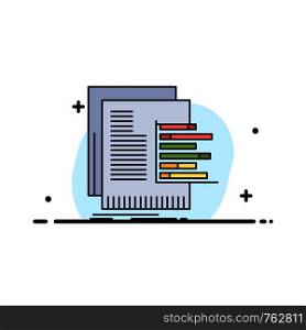 chart, data, graph, reports, valuation Flat Color Icon Vector