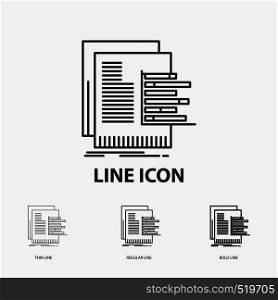 chart, data, graph, reports, valuation Icon in Thin, Regular and Bold Line Style. Vector illustration. Vector EPS10 Abstract Template background