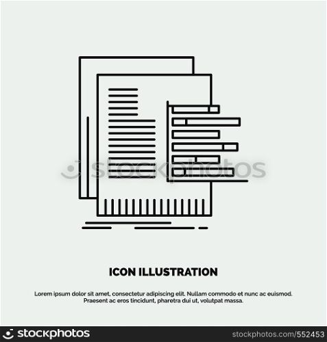 chart, data, graph, reports, valuation Icon. Line vector gray symbol for UI and UX, website or mobile application. Vector EPS10 Abstract Template background