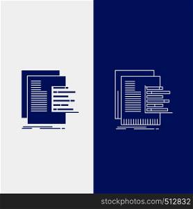 chart, data, graph, reports, valuation Line and Glyph web Button in Blue color Vertical Banner for UI and UX, website or mobile application. Vector EPS10 Abstract Template background