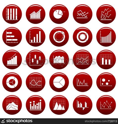 Chart diagram icon set. Simple illustration of 25 chart diagram vector icons red isolated. Chart diagram icon set vetor red