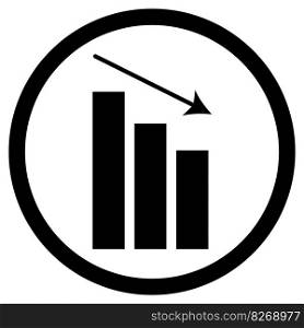 Chart down icon. Finance stock decrease and crash, vector illustration. Chart down icon
