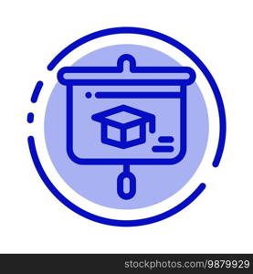 Chart, Education, Presentation, School Blue Dotted Line Line Icon