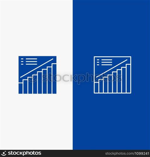 Chart, Graph, Analytics, Presentation, Sales Line and Glyph Solid icon Blue banner Line and Glyph Solid icon Blue banner
