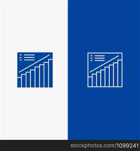 Chart, Graph, Analytics, Presentation, Sales Line and Glyph Solid icon Blue banner Line and Glyph Solid icon Blue banner