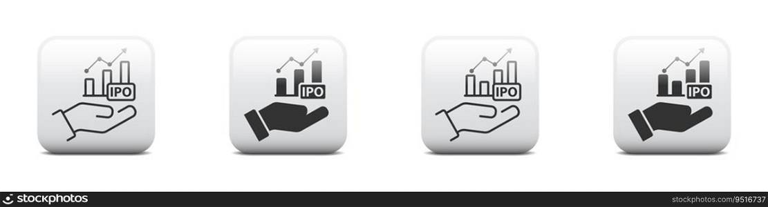 Chart graph icon on a hand. IPO icon. Vector illustration.