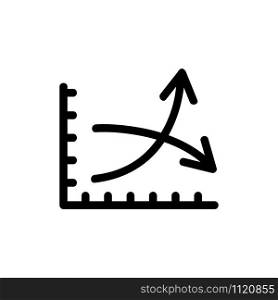 chart of the growth and fall of the icon vector. A thin line sign. Isolated contour symbol illustration. chart of the growth and fall of the icon vector. Isolated contour symbol illustration