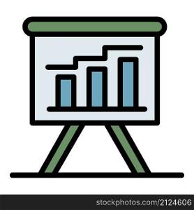 Chart on blackboard icon. Outline chart on blackboard vector icon color flat isolated. Chart on blackboard icon color outline vector