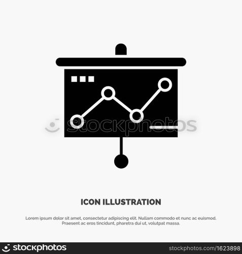 Chart, Presentation, Graph, Projector solid Glyph Icon vector