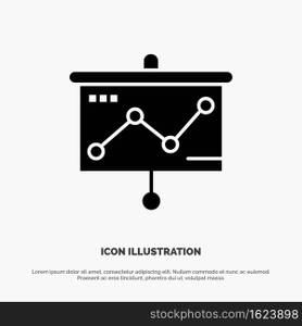 Chart, Presentation, Graph, Projector solid Glyph Icon vector