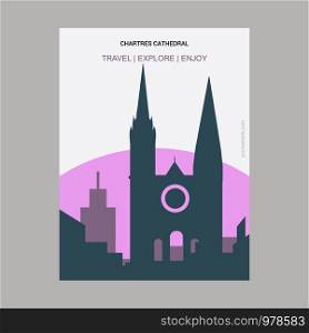 Chartres Cathedral Chartres, France Vintage Style Landmark Poster Template