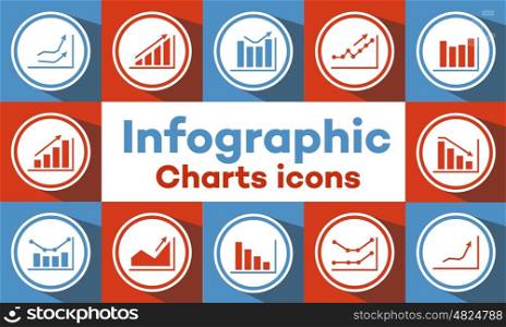 charts and graphs icons. A set of graphical icons for web design. charts and graphs icons.