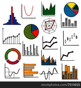 Charts or graphs icons for business or infographic themes design. Infographic charts or graphs icons