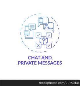 Chat and private messages concept icon. Online course management system elements. Way to comunicate with learners idea thin line illustration. Vector isolated outline RGB color drawing. Chat and private messages concept icon