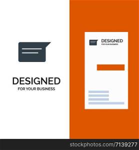 Chat, Basic, Chatting, Ui Grey Logo Design and Business Card Template
