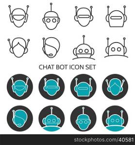 Chat bot icon set vector - robots head icons. Chat bot icons set vector - robots head icons vector