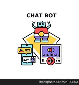 Chat bot robot. Chatbot service. Ai talk. Mobile phone. Digital online. Virtual business. Web support vector concept color illustration. Chat bot icon vector illustration