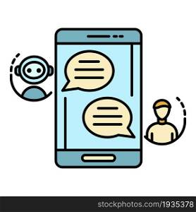 Chat bot talk smartphone icon. Outline chat bot talk smartphone vector icon color flat isolated. Chat bot talk smartphone icon color outline vector