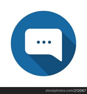 Chat box flat design long shadow icon. Dialogue bubble. Vector silhouette symbol. Chat box flat design long shadow icon