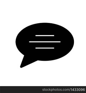 Chat bubble black glyph icon. Empty speech cloud. Blank dialogue balloon with text space. Comment box with copyspace. Silhouette symbol on white space. Vector isolated illustration. Chat bubble black glyph icon