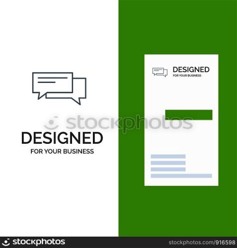 Chat, Bubble, Bubbles, Communication, Conversation, Social, Speech Grey Logo Design and Business Card Template