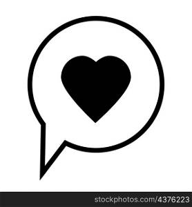 Chat bubble icon. Black heart. App sign. Communication message symbol. Dialogue emblem. Vector illustration. Stock image. EPS 10.. Chat bubble icon. Black heart. App sign. Communication message symbol. Dialogue emblem. Vector illustration. Stock image.