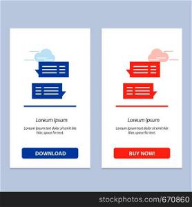 Chat, Bubble, Mail, Message, Conversations Blue and Red Download and Buy Now web Widget Card Template