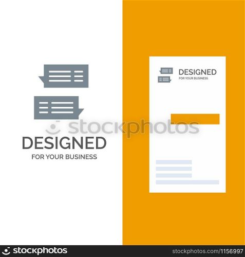 Chat, Bubble, Mail, Message, Conversations Grey Logo Design and Business Card Template
