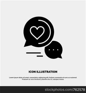 Chat Bubble, Message, Sms, Romantic Chat, Couple Chat solid Glyph Icon vector