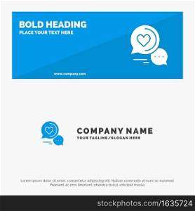 Chat Bubble, Message, Sms, Romantic Chat, Couple Chat SOlid Icon Website Banner and Business Logo Template