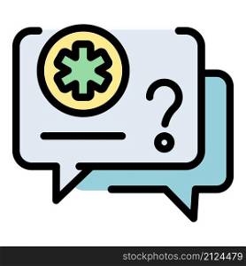 Chat bubble pharmacy icon. Outline chat bubble pharmacy vector icon color flat isolated. Chat bubble pharmacy icon color outline vector