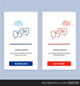 Chat, Bubble, Popup, Message Blue and Red Download and Buy Now web Widget Card Template