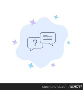 Chat, Bubble, Popup, Message Blue Icon on Abstract Cloud Background